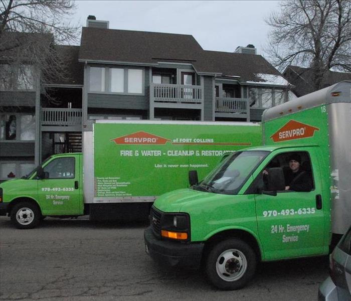 SERVPRO vehicles parked 