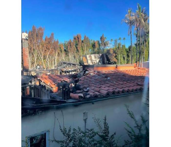 Fire damaged house in Beverly Hiils.