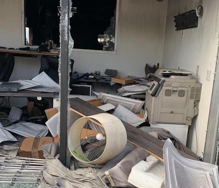 debris piled up inside a property